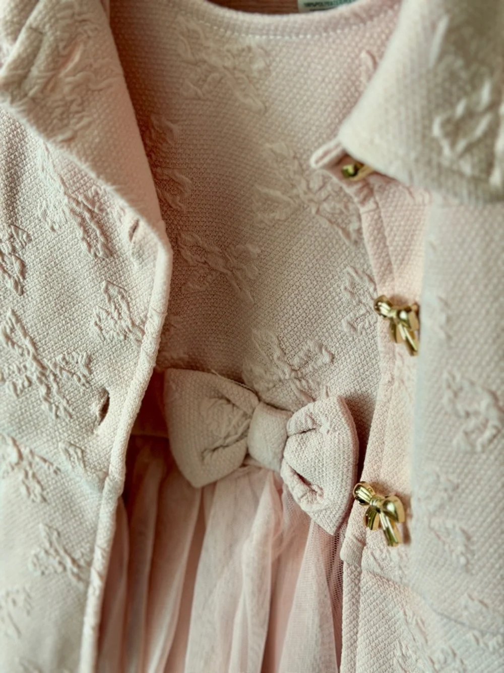 Pink Girls' Coat with Dress Set